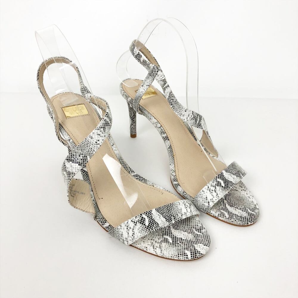 Louise et Cie Womens Kass Sandals Size 9 Gray White Snakeskin Stiletto Heels EUC
